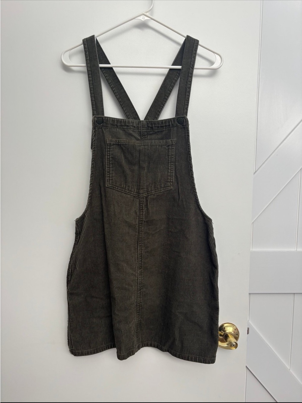 Blue Spice Olive Green Corduroy Overall Dress